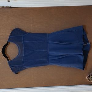 Navy Blue Backless Net Bodice Mini Dress Tunic